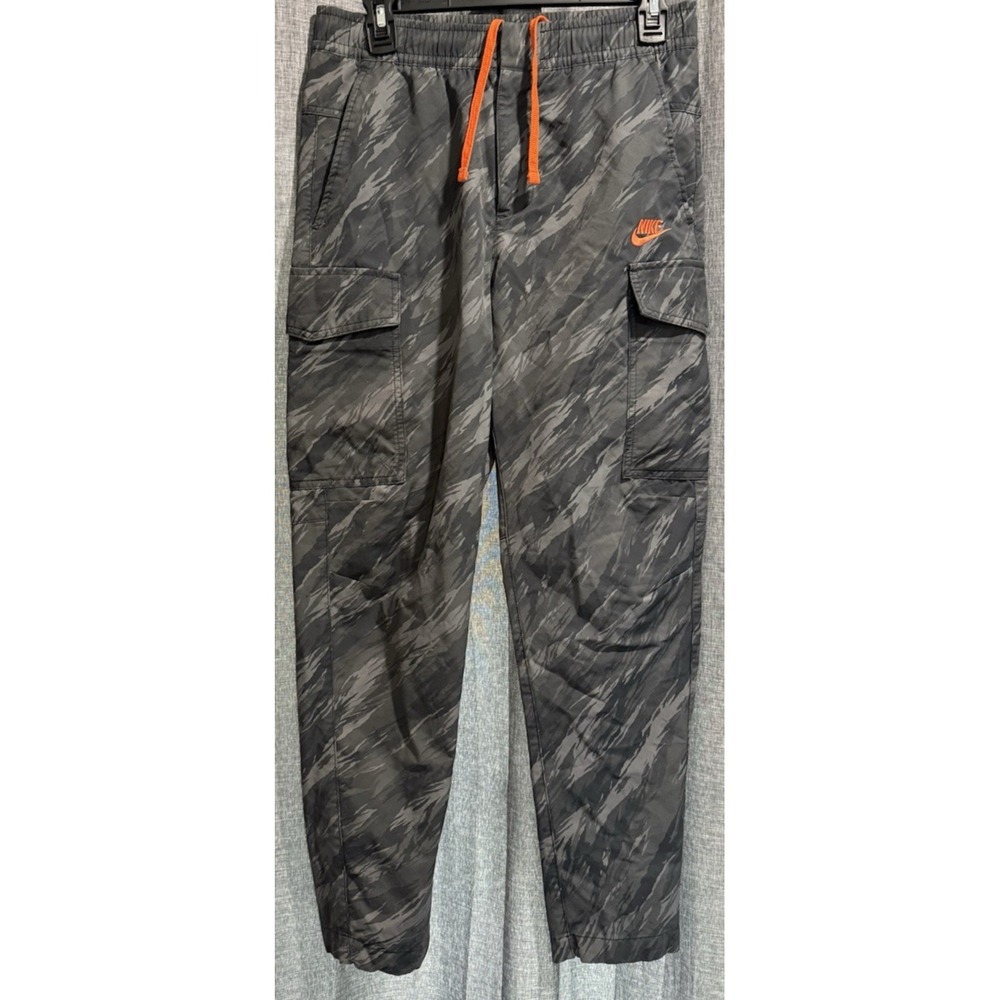 Nike Pants Mens Small Camo Cargo Logo Drawstring Zip Snap Pockets 29" Waist
